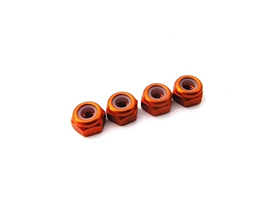 Hiro Seiko 3mm Alloy Nylon (S_Size) Nut (Orange·4pcs)