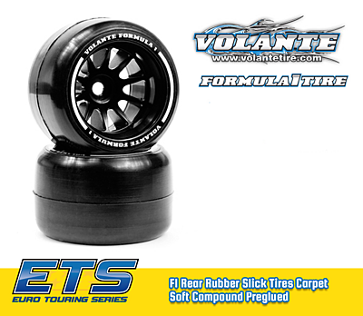 Volante F1 Rear Rubber Slick Tires Carpet Soft Compound Preglued (Red·2pcs)