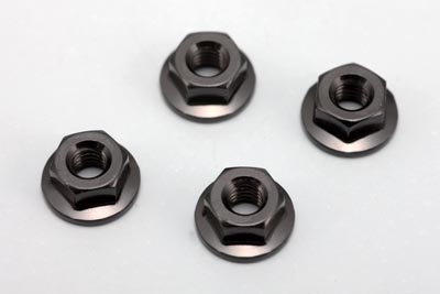 Yokomo Serrate Aluminum Flanged Nut (Black·4pcs)