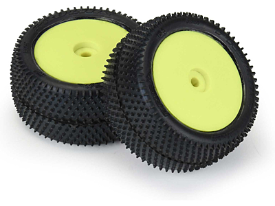 Pro-Line Prism Rear 1/18 Carpet Mini-B Tires Mounted on 8mm Yellow Wheels (2pcs)