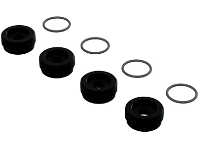 Arrma Aluminum Front Hub Nut with O-Rings (Black, 4pcs)