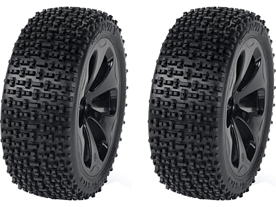 Medial Pro Racing Front Tires Mounted on Black Rims Gravity M3 Soft (2pcs)