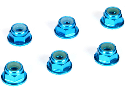 TLR M4 Aluminum Serrated Lock Nuts (Blue, 6pcs)