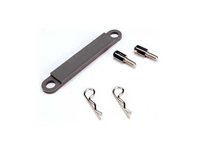 Traxxas Battery Hold-Down Plate with Posts and Clips (Grey)