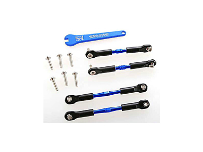 Traxxas Aluminum Turnbuckle Camber Links 39/49mm with Rod Ends and Hollow Balls (Blue, Front/Rear)