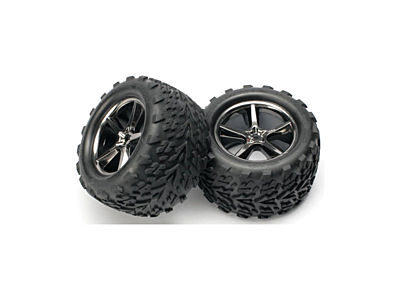 Traxxas Talon Tires & Gemini Wheels 3.8" 14mm Hex Hub (Black Chrome, 2pcs)