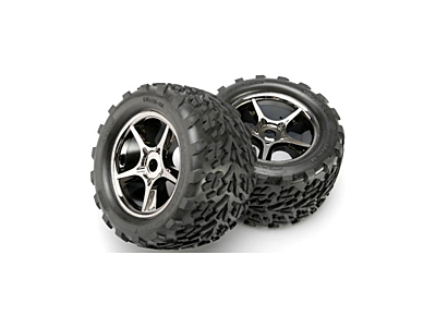 Traxxas Talon Tires & Gemini Wheels 3.8" 17mm Splined Hub (Black Chrome, 2pcs)