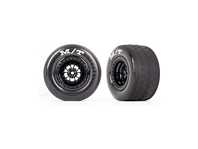 Traxxas Pre-Glued Rear Weld Tires and Wheels (Gloss Black, 2pcs)