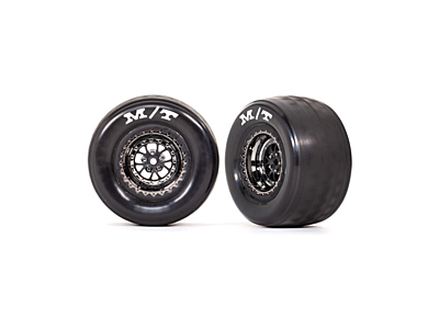 Traxxas Pre-Glued Rear Weld Tires and Wheels (Black Chrome, 2pcs)