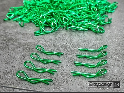 Bittydesign Clips Kit for 1/10 Off/On-road Bodies (Green, 8pcs)