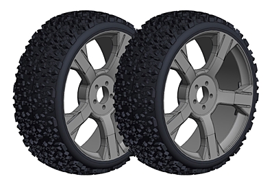 Corally Off-Road 1/8 Buggy Tires Ninja Low Profile Glued on Rims (Black, 1pair)