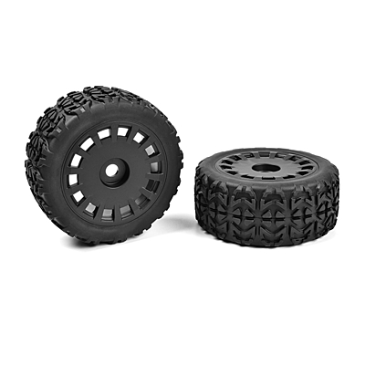 Corally Tracer Offroad 1/8 Truggy Tires Glued on Black Rims (1pair)