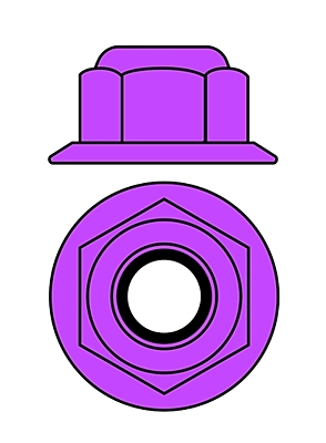 Corally Aluminium Nylstop Nut M3 - Flanged (Purple·10pcs)