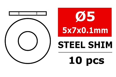 Corally Steel Metric Shim 5x7x0,1mm (10pcs)