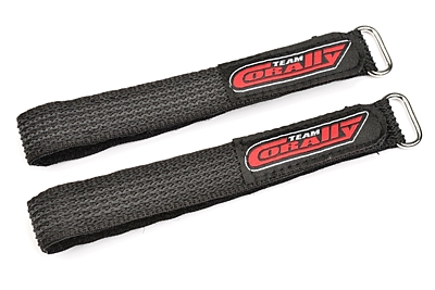 Corally Pro Battery Straps 350x20mm Metal Buckle - Silicone Anti-Slip Strings (Black, 2pcs)