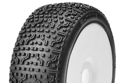 Captic Racing S-Code 1/8 Buggy Tires CR-3 (Soft) Racing Compound Mounted on White Rims (1 pair)