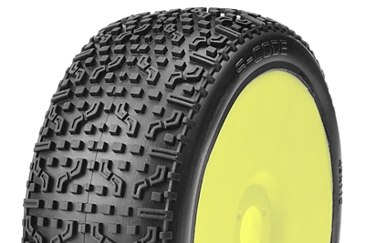 Captic Racing S-Code 1/8 Buggy Tires CR-3 (Soft) Racing Compound Mounted on Yellow Rims (1 pair)