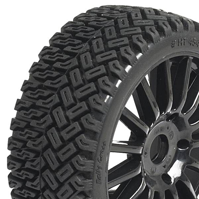 Hobbytech 1/8 Rallycross Tires Pre Glued On Multispoke Wheels (2pcs, Black)
