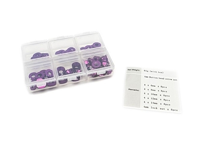 Hobbytech Washer and Nut Box Set (Purple Anodized, 60pcs)