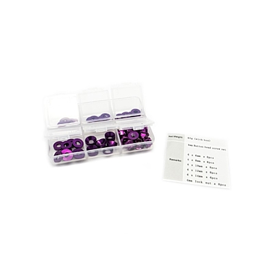 Hobbytech Washer and Nut Box Set (Purple Anodized, 60pcs)