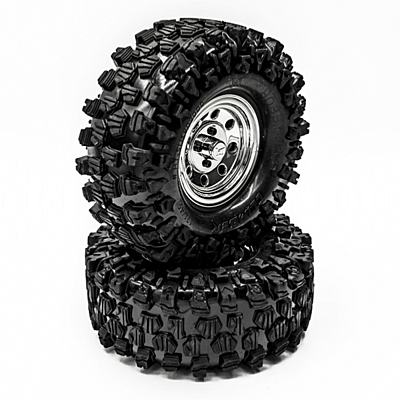 Hobbytech Climber Terrain Truck Tires 1.9" with Chrome Wheels (1pair)