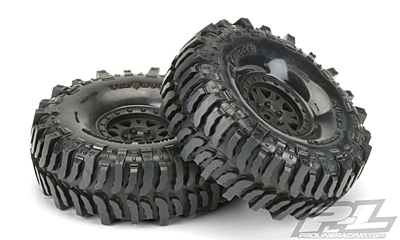 Pro-Line Interco Bogger 1.9" G8 Rock Terrain Tires Mounted for F/R 1.9" Rock Crawler on Impulse Black Plastic Internal Bead-Loc Wheels