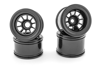 Sweep 1/10 Formula 1 Front and Rear Wheels (Black, 4pcs)