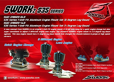 SWORKz 1-Unit-Fit Aluminum Engine Mount 4 Degree Lay-Down (1pc)