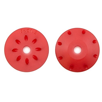 Ultimate Racing 16mm Conical Shock Pistons 1.2mm x 8 angled holes (Red, 2pcs)