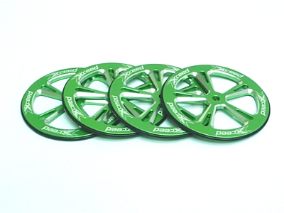 Xceed Aluminum Set-Up Wheel for 1/10 On-Road (Green, 4pcs)