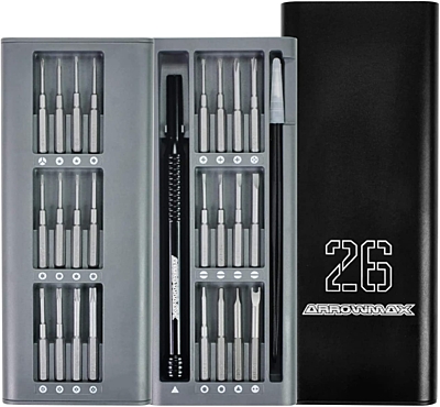 Arrowmax Premium Precision Screwdriver Set with Alu Case (26 in 1) Black
