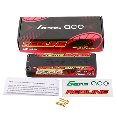 Gens ace Redline 2.0 Series 6500mAh 7.6V 2S 140C HV LiPo (5mm, 264g)