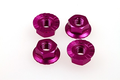 Hiro Seiko 4mm Alloy Serrated Wheel Nut (Purple, 4pcs)