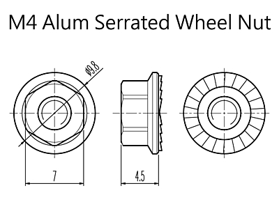 Hiro Seiko 4mm Alloy Serrated Wheel Nut (Red, 4pcs)