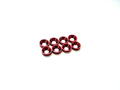 Hiro Seiko 3mm Alloy Countersunk Washer (S-Size, Red, 8pcs)