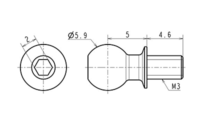 Reve D SPM Titanium Kingpin Ball (Diameter 5.9mm, Total Length 12mm, 2pcs) 