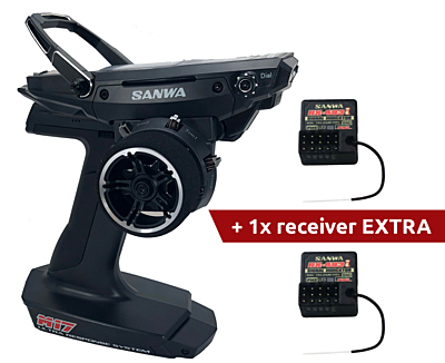 Sanwa M17 Radio + 2x RX-493i Receiver & Preinstalled Battery + Tuning Aluminum Complete Set