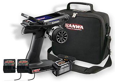 Sanwa M17 Radio + 2x RX-493i Receiver & Preinstalled Battery + PGS-LH2 Servo + Carrying Bag