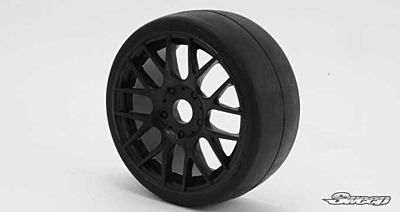 Sweep 1:8 GT Tires 45 Shore Slick Pre-Glued Black Wheel (2pcs)