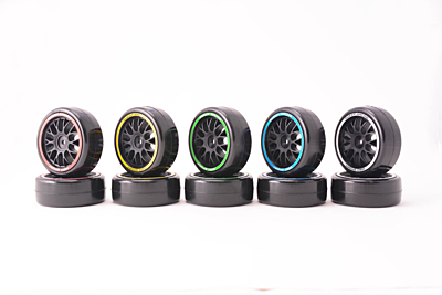 Sweep QTS Low Profile Tires 32deg w/BBS Black Spoke Wheels Pre-glued (4pcs·5colors rings)