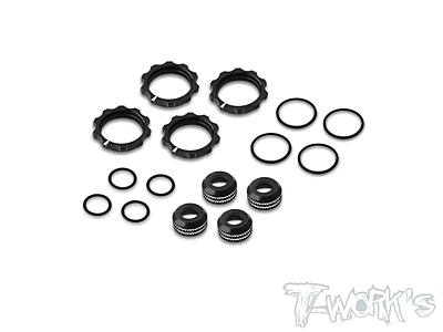T-Work's Alum. 13mm Shock Adjustable Nut with Mark and Collar for AE RC10 74.2 & B6.4