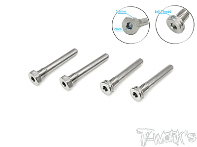 T-Work's 64 Titanium Screw Type Shock Pin Set for Mugen MBX8 (LT 2pcs, RT 2pcs)