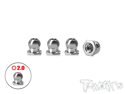 T-Work's 64 Titanium 4.8mm Pivot Ball with Thread for Awesomatix A800R (4pcs)
