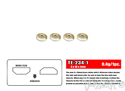 T-Work's Brass Washer for Suspension Arm 3 x 10 x 1mm (4pcs)