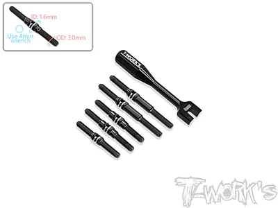 T-Work's 64 Titanium Black Coating Turnbuckle Set for Xray X4'23/24 (5pcs)