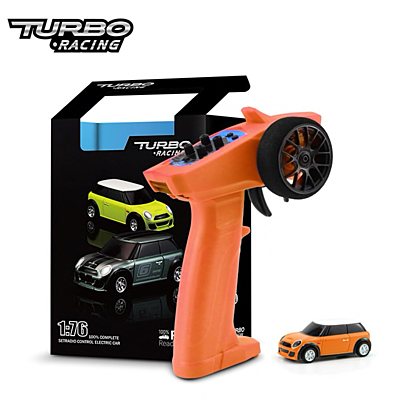 Turbo Racing 1/76 Finger Sized Proportional On-Road RC Car RTR (Orange)