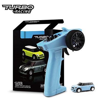 Turbo Racing 1/76 Finger Sized Proportional On-Road RC Car RTR (Light Blue)