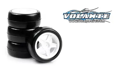 Volante Mini 24R Rubber Slick Tire Pre-glued 0 Offset w/5 Spoke Wheel (4pcs)