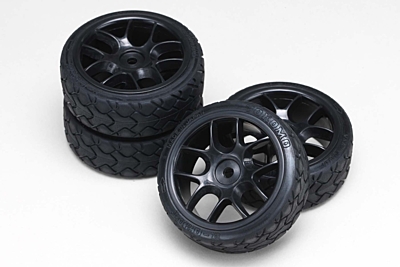 Yokomo Medium Narrow Radial Tires Type Y (Pre-mounted and Glued, 4pcs)